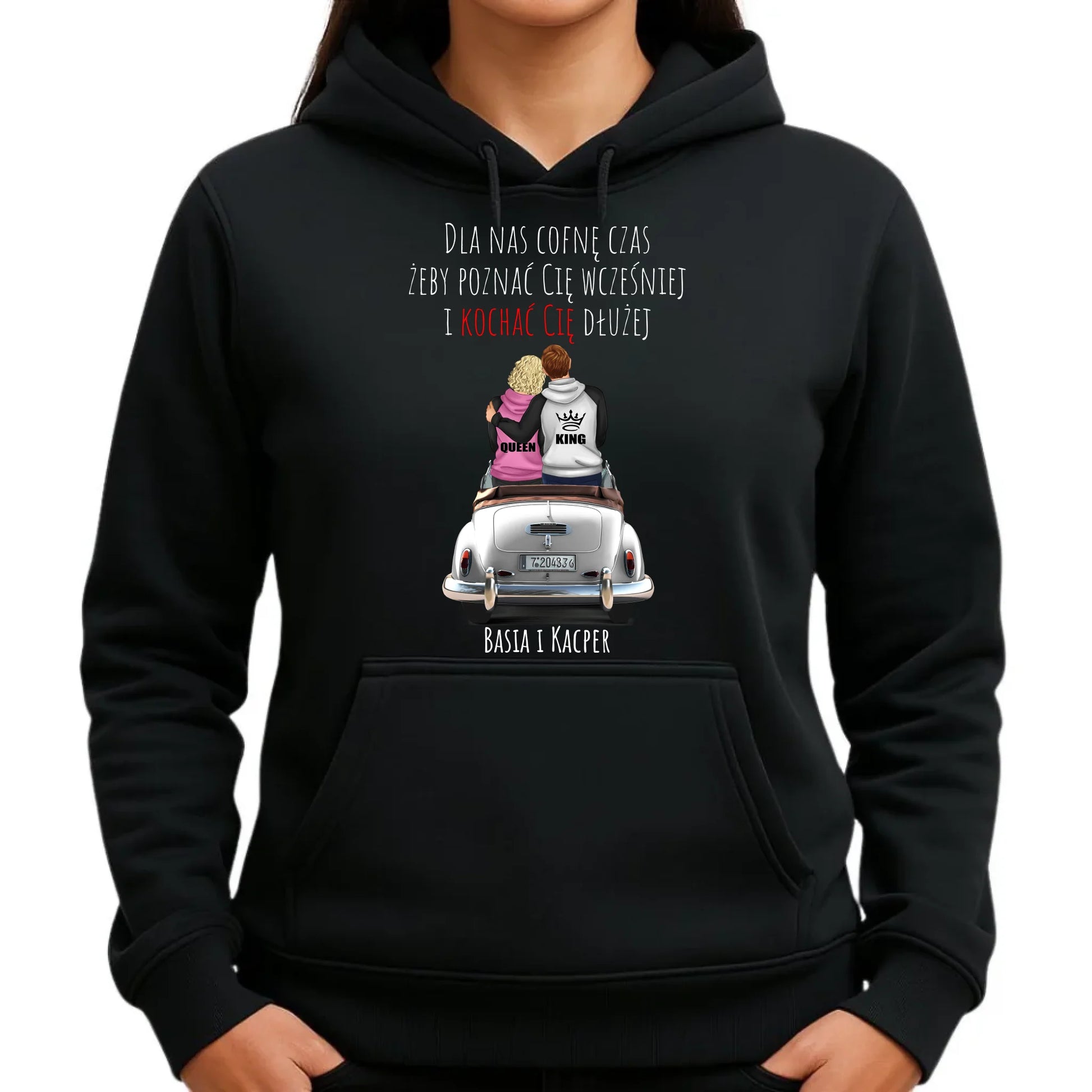 Bluza damska z kapturem dla par - prezent dla dziewczyny - Cofnę czas - personalizowana W08 - StoryCups.pl