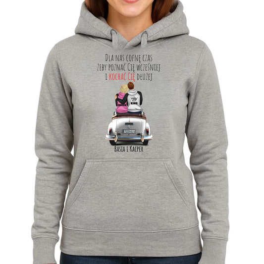 Bluza damska z kapturem dla par - prezent dla dziewczyny - Cofnę czas - personalizowana W08 - StoryCups.pl