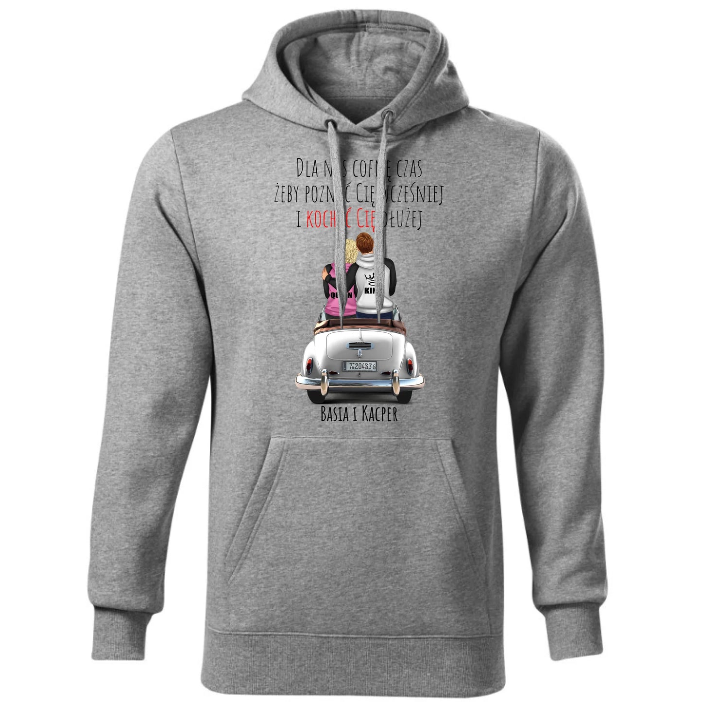 Bluza męska z kapturem dla par - prezent dla chłopaka - Cofnę czas - personalizowana W08 - StoryCups.pl