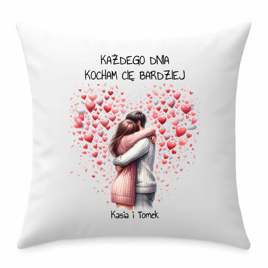 Poduszka dla par - prezent dla dziewczyny i chłopaka - Kocham Cię - personalizowana W09 - StoryCups.pl