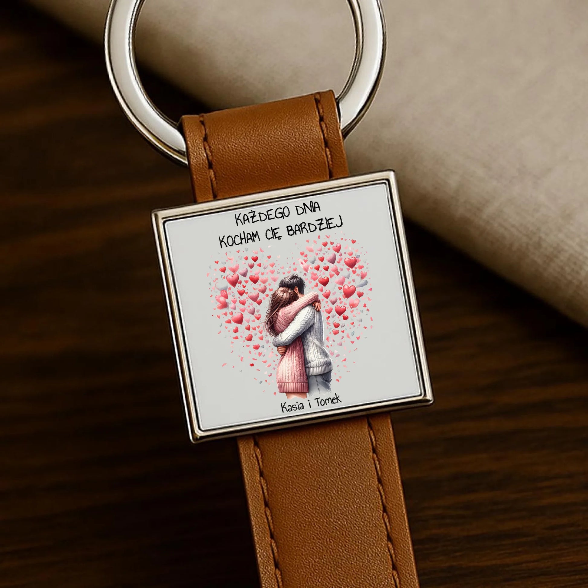 Brelok dla par - prezent dla dziewczyny i chłopaka - Kocham Cię - personalizowany W09 - StoryCups.pl