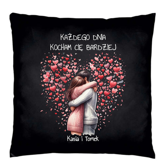 Poduszka dekoracyjna dla par - prezent dla dziewczyny i chłopaka - Kocham Cię - personalizowana W09 - StoryCups.pl