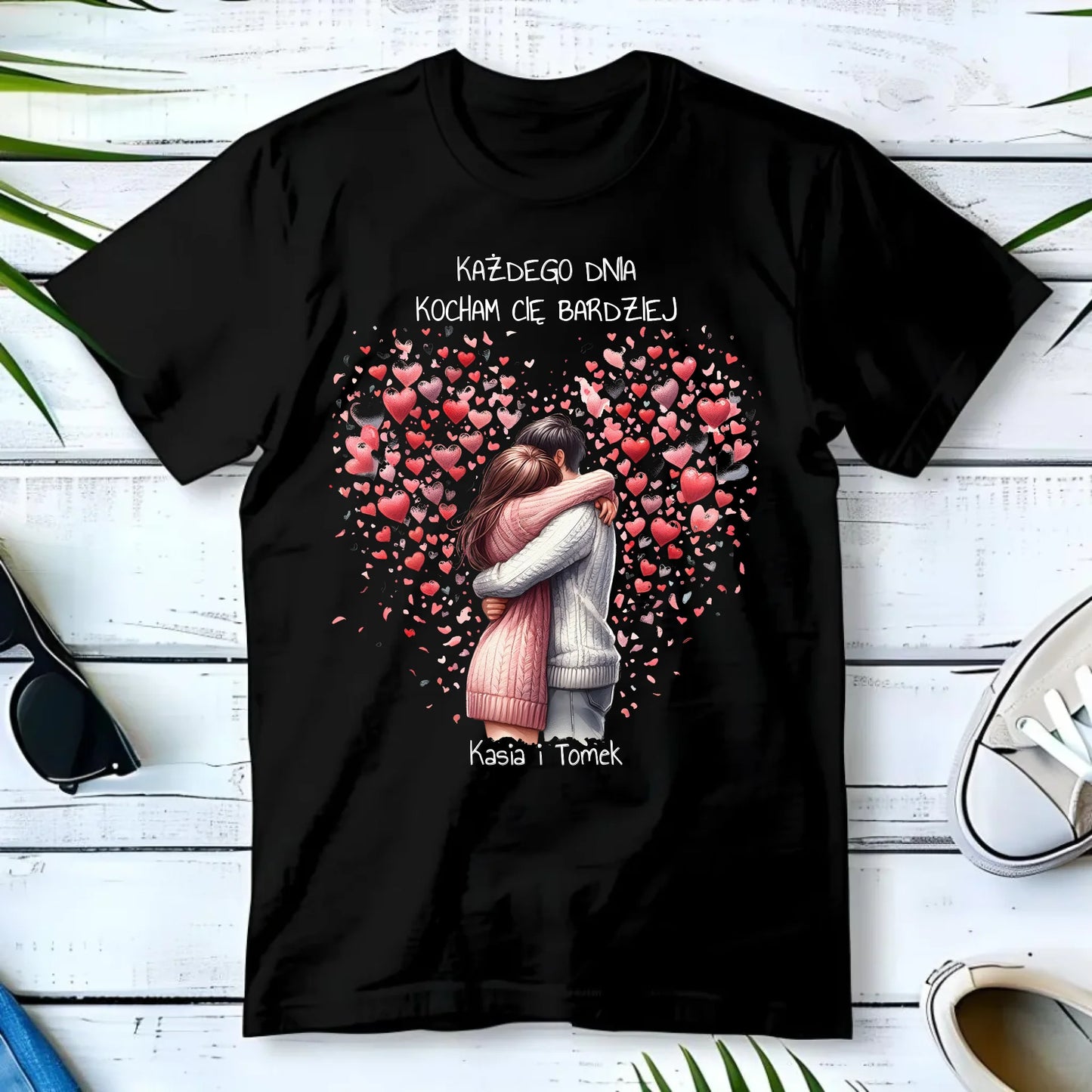 Koszulka męska dla par - prezent dla chłopaka - Kocham Cię - personalizowana W09 - StoryCups.pl