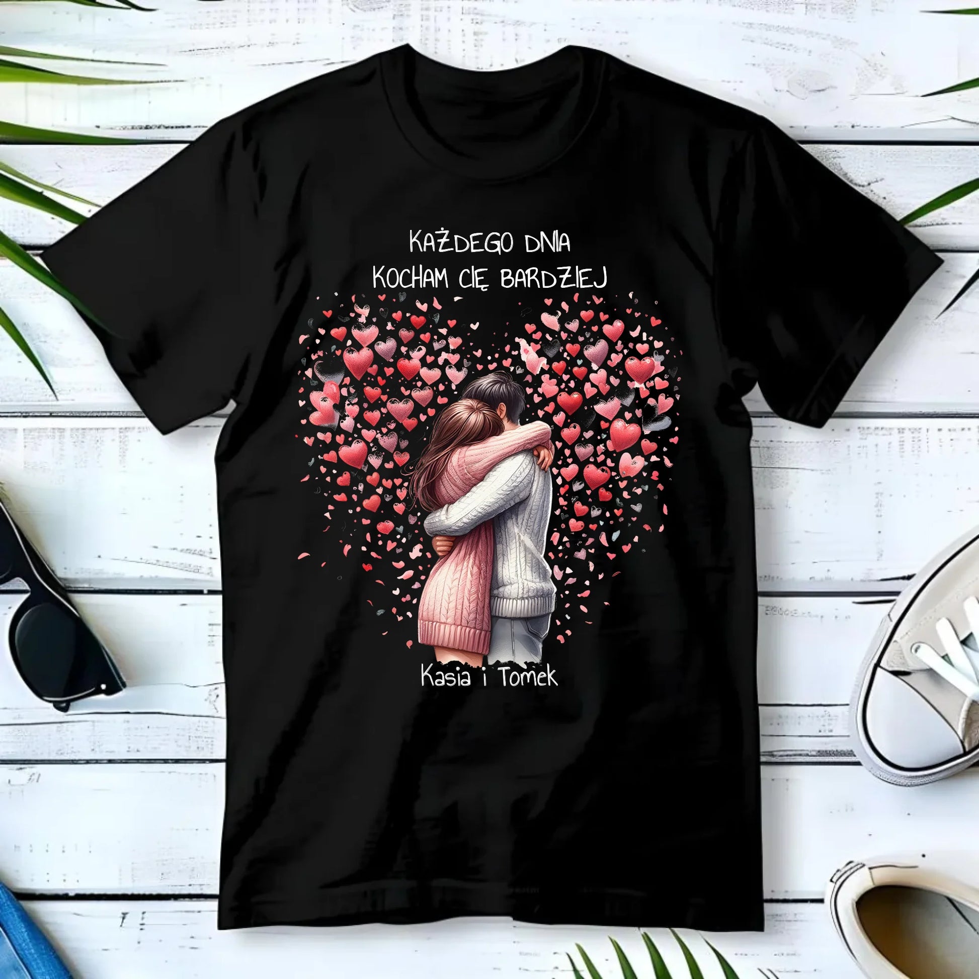 Koszulka męska dla par - prezent dla chłopaka - Kocham Cię - personalizowana W09 - StoryCups.pl