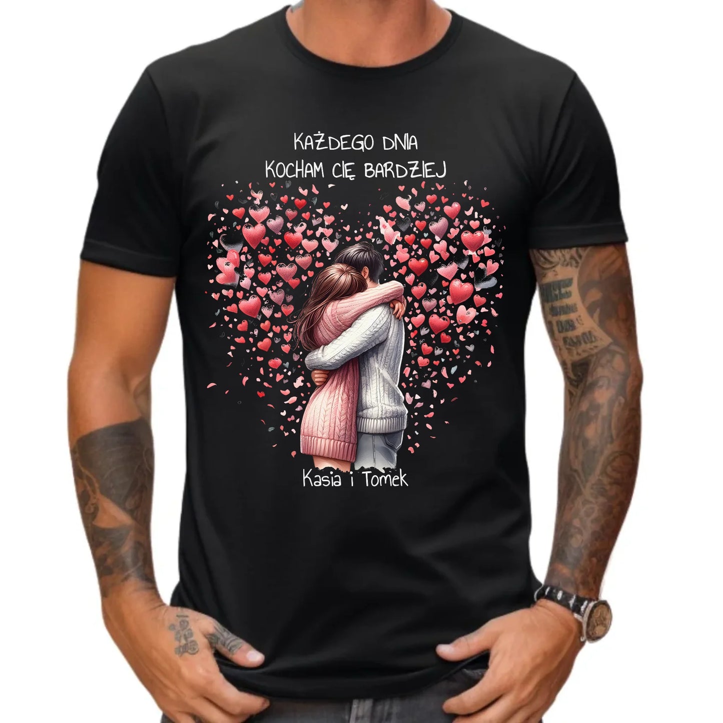 Koszulka męska dla par - prezent dla chłopaka - Kocham Cię - personalizowana W09 - StoryCups.pl