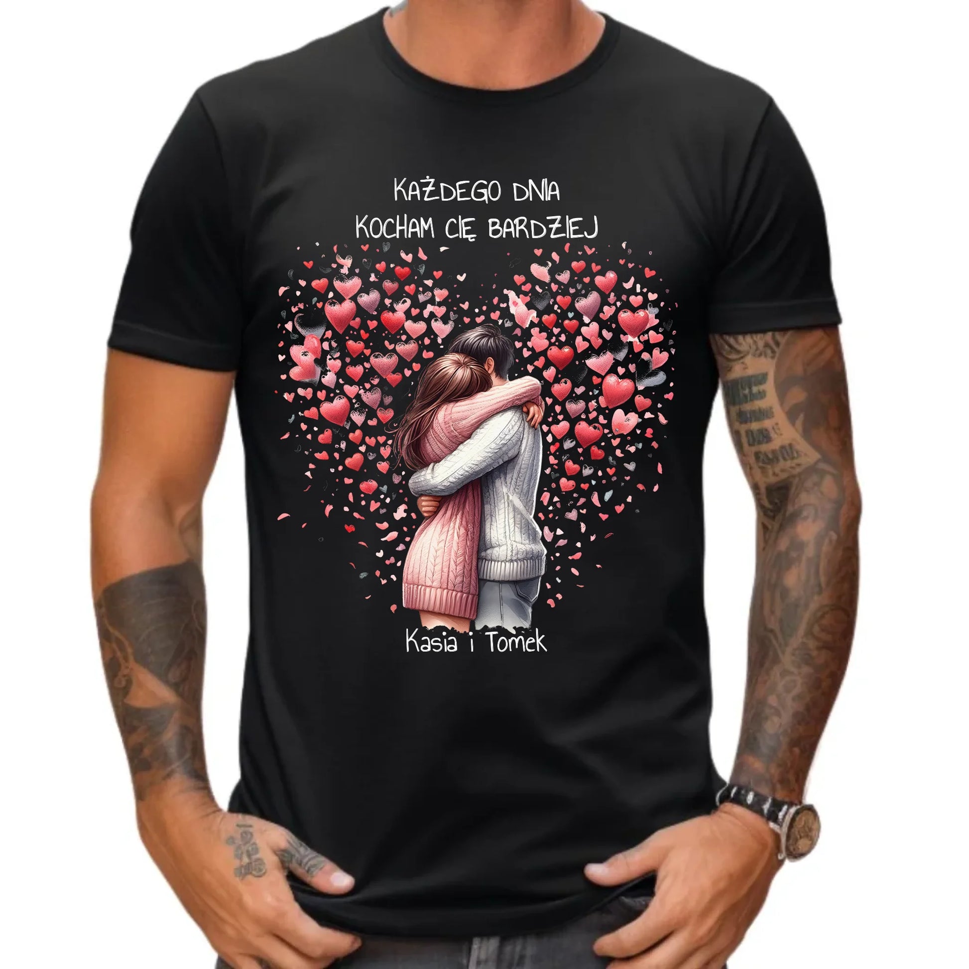 Koszulka męska dla par - prezent dla chłopaka - Kocham Cię - personalizowana W09 - StoryCups.pl