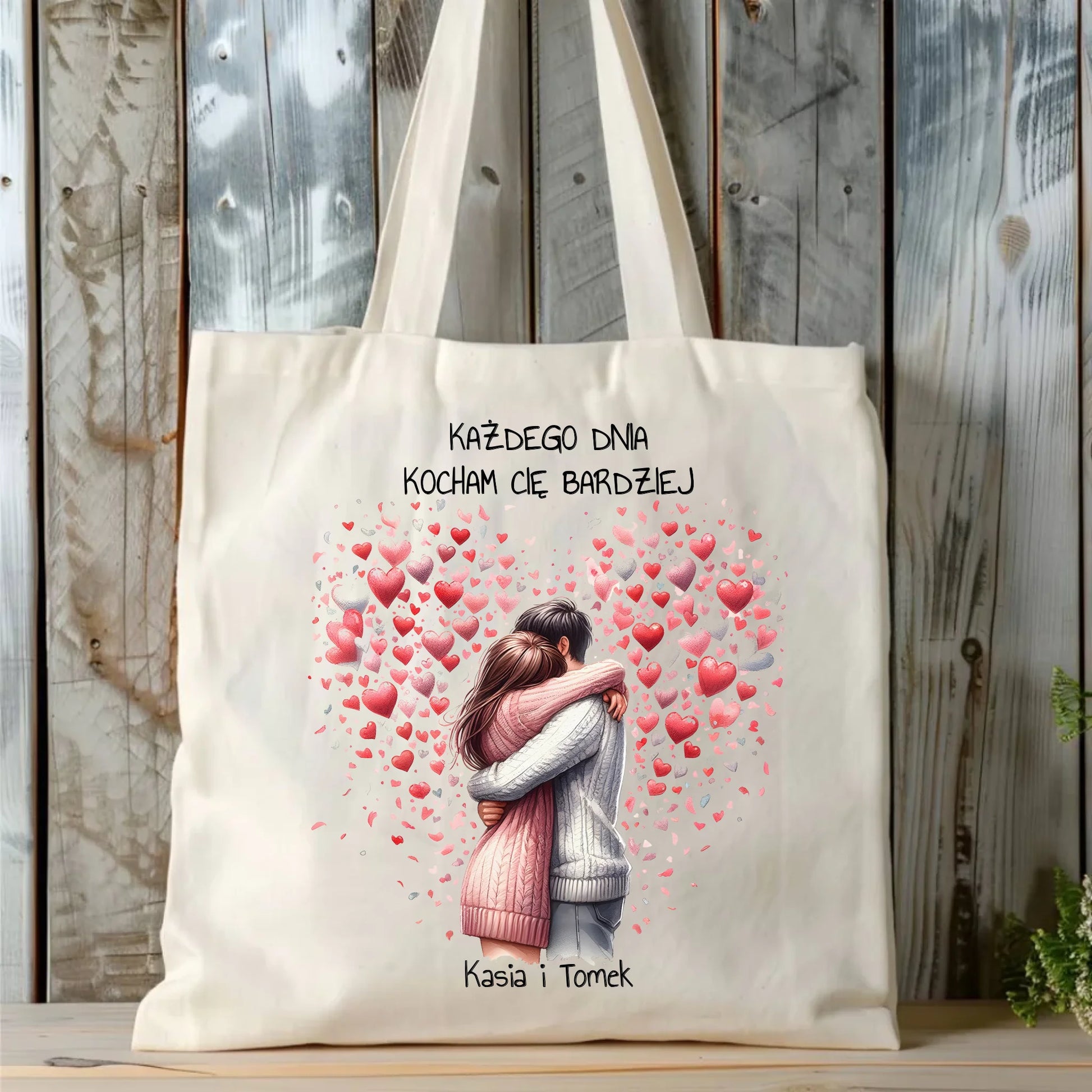 Torba dla par - prezent dla dziewczyny i chłopaka - Kocham Cię - personalizowana W09 - StoryCups.pl