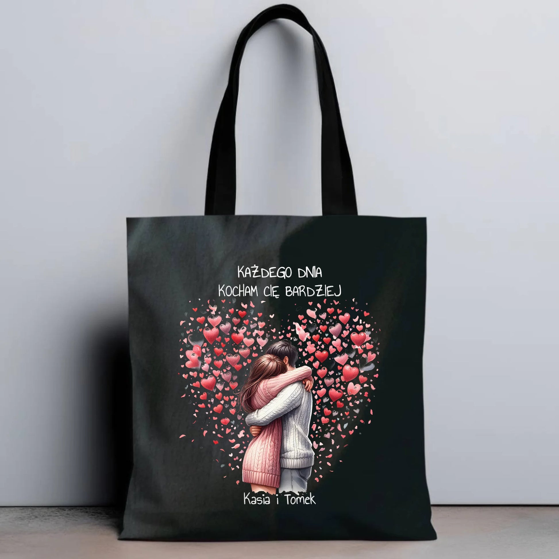 Torba dla par - prezent dla dziewczyny i chłopaka - Kocham Cię - personalizowana W09 - StoryCups.pl