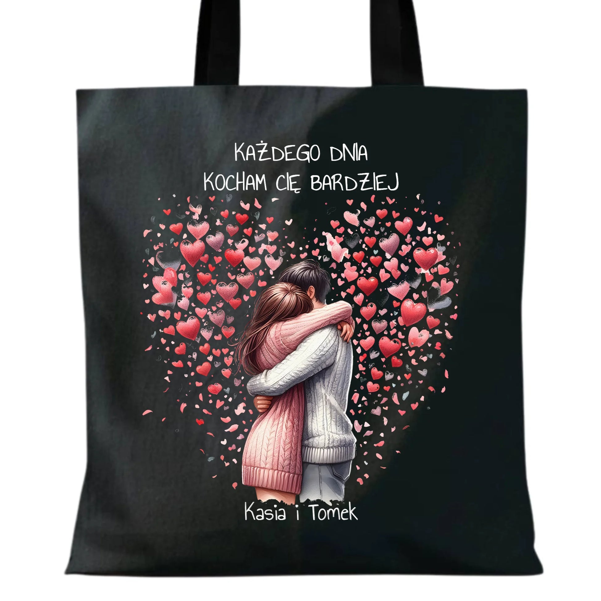 Torba dla par - prezent dla dziewczyny i chłopaka - Kocham Cię - personalizowana W09 - StoryCups.pl