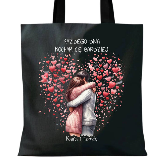 Torba dla par - prezent dla dziewczyny i chłopaka - Kocham Cię - personalizowana W09 - StoryCups.pl
