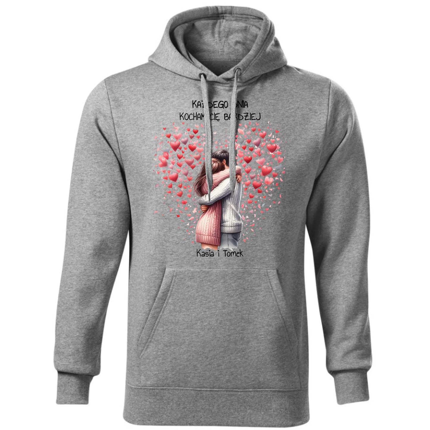 Bluza męska z kapturem dla par - prezent dla chłopaka - Kocham Cię - personalizowana W09 - StoryCups.pl