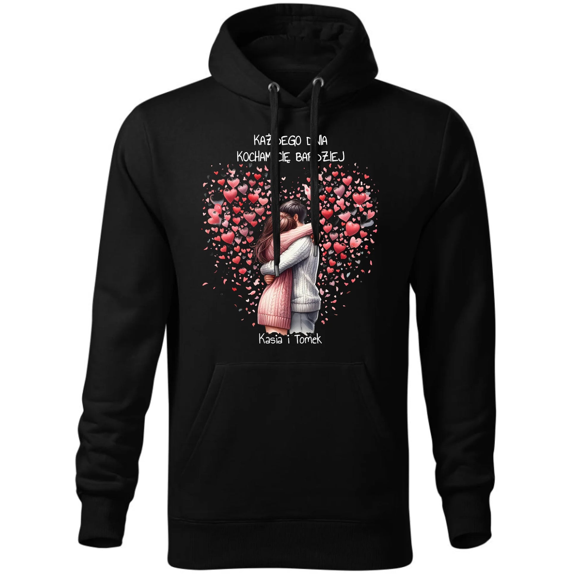 Bluza męska z kapturem dla par - prezent dla chłopaka - Kocham Cię - personalizowana W09 - StoryCups.pl