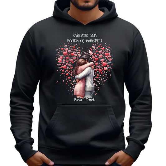 Bluza męska z kapturem dla par - prezent dla chłopaka - Kocham Cię - personalizowana W09 - StoryCups.pl