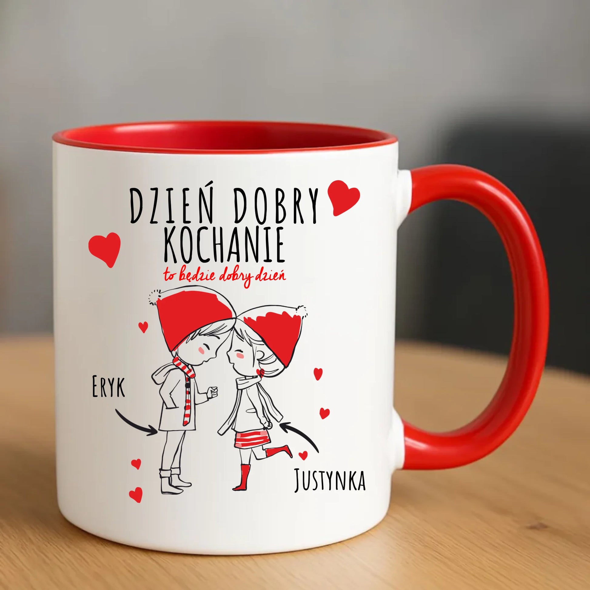 Kubek dla par - prezent na Walentynki - Dzień dobry Kochanie - personalizowany W10 - StoryCups.pl