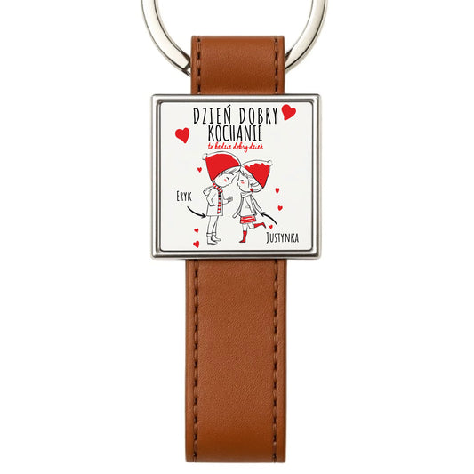 Brelok dla par - prezent na Walentynki - Dzień dobry Kochanie - personalizowany W10 - StoryCups.pl