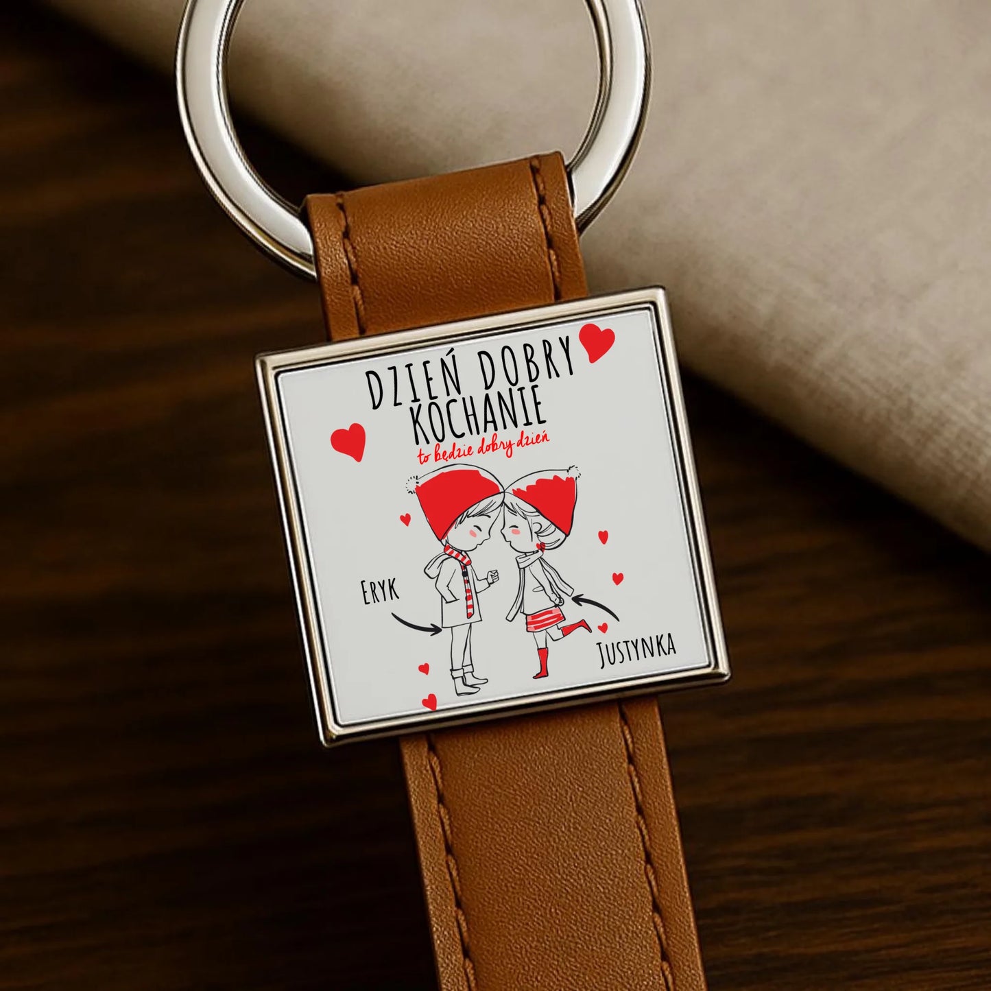 Brelok dla par - prezent na Walentynki - Dzień dobry Kochanie - personalizowany W10 - StoryCups.pl