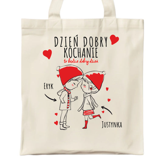 Torba dla par - prezent na Walentynki - Dzień dobry Kochanie - personalizowana W10 - StoryCups.pl