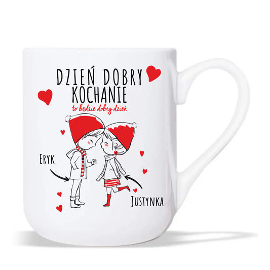 Kubek elegant dla par - prezent na Walentynki - Dzień dobry Kochanie - personalizowany W10 - StoryCups.pl