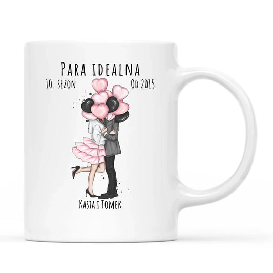 Kubek dla par - prezent na rocznicę - Para idealna - personalizowany W11 - StoryCups.pl