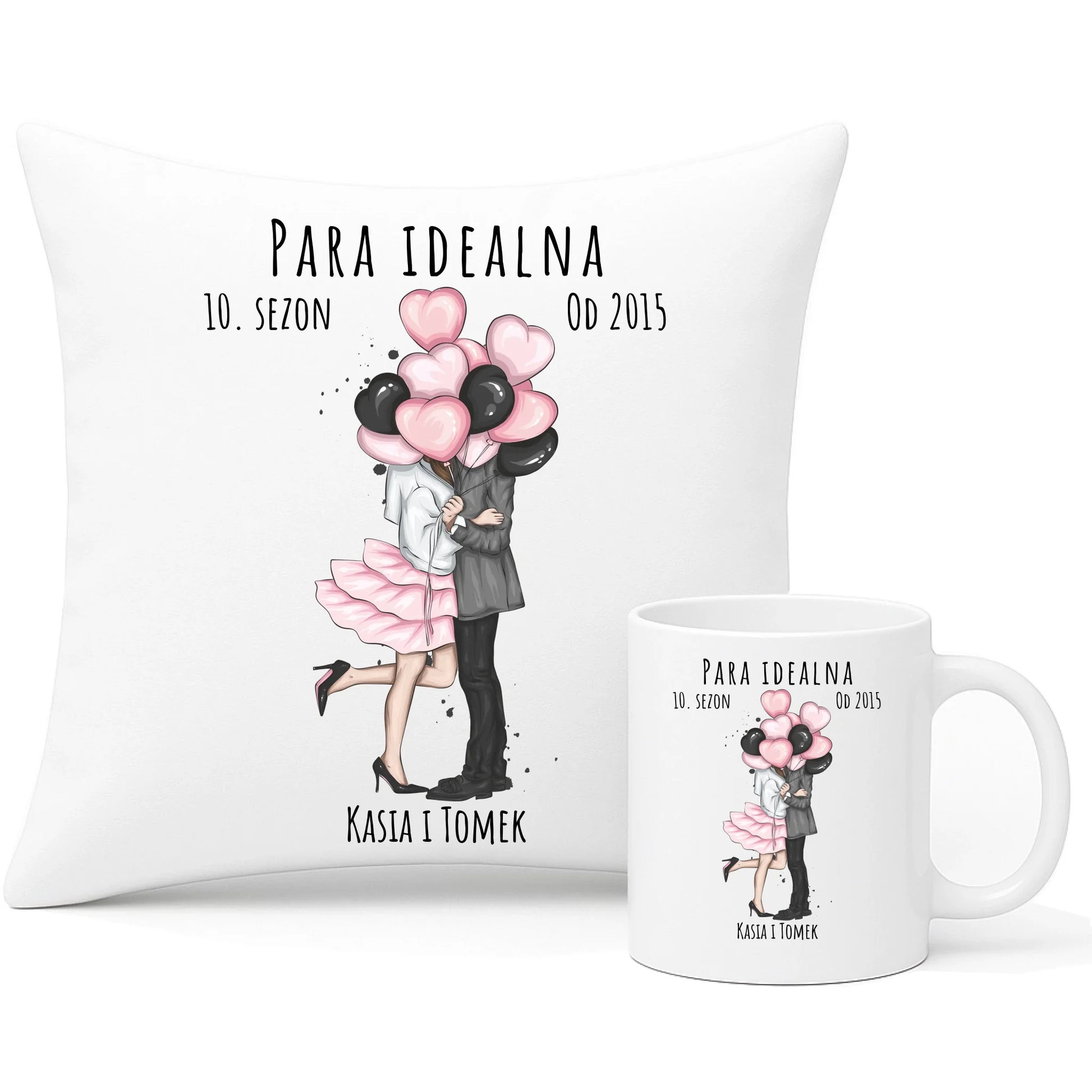 Zestaw poduszka i kubek dla par - prezent na rocznicę - Para idealna - personalizowany W11 - StoryCups.pl