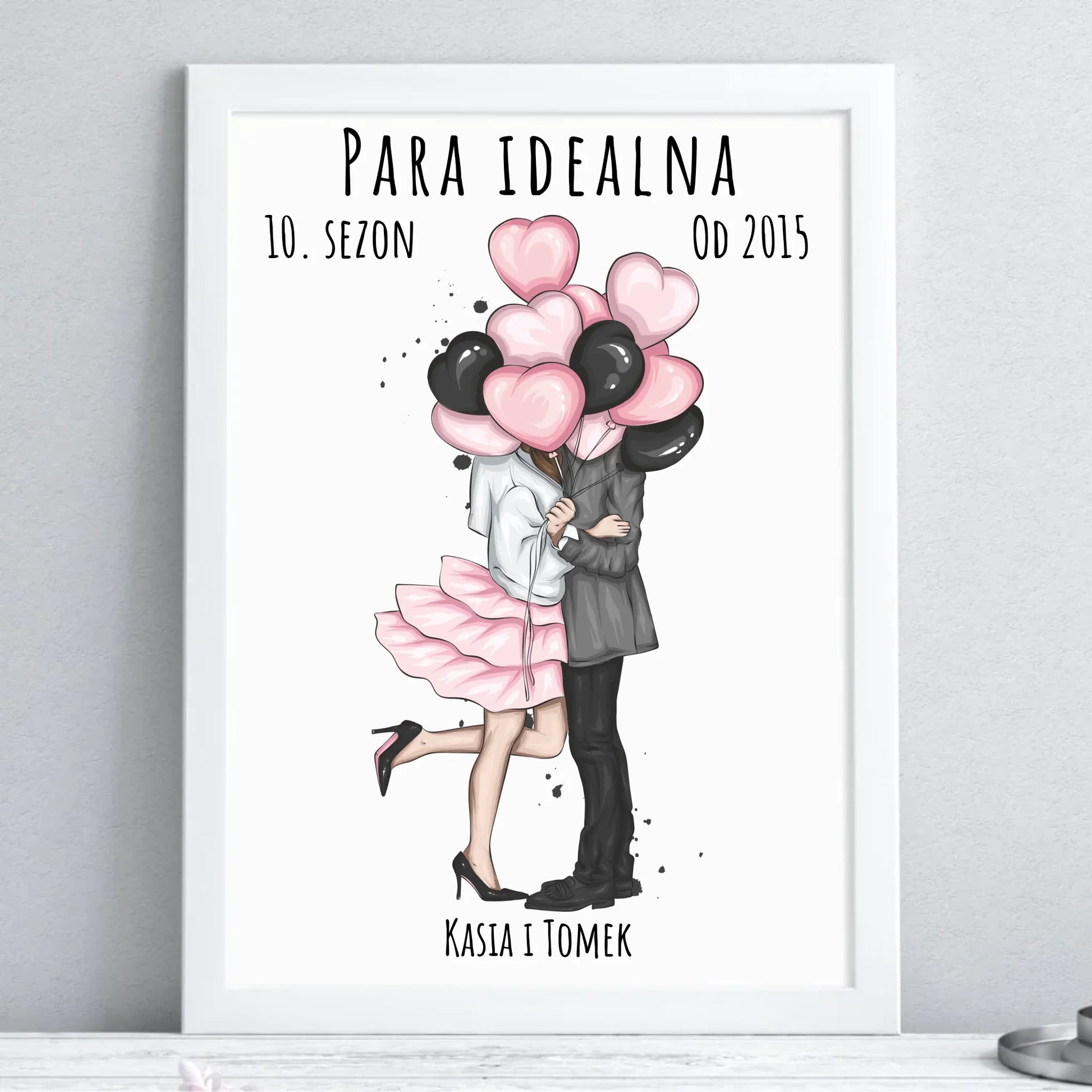 Plakat w ramie dla par - prezent na rocznicę - Para idealna - personalizowany W11 - StoryCups.pl