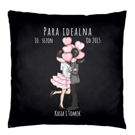 Poduszka dekoracyjna dla par - prezent na rocznicę - Para idealna - personalizowana W11 - StoryCups.pl