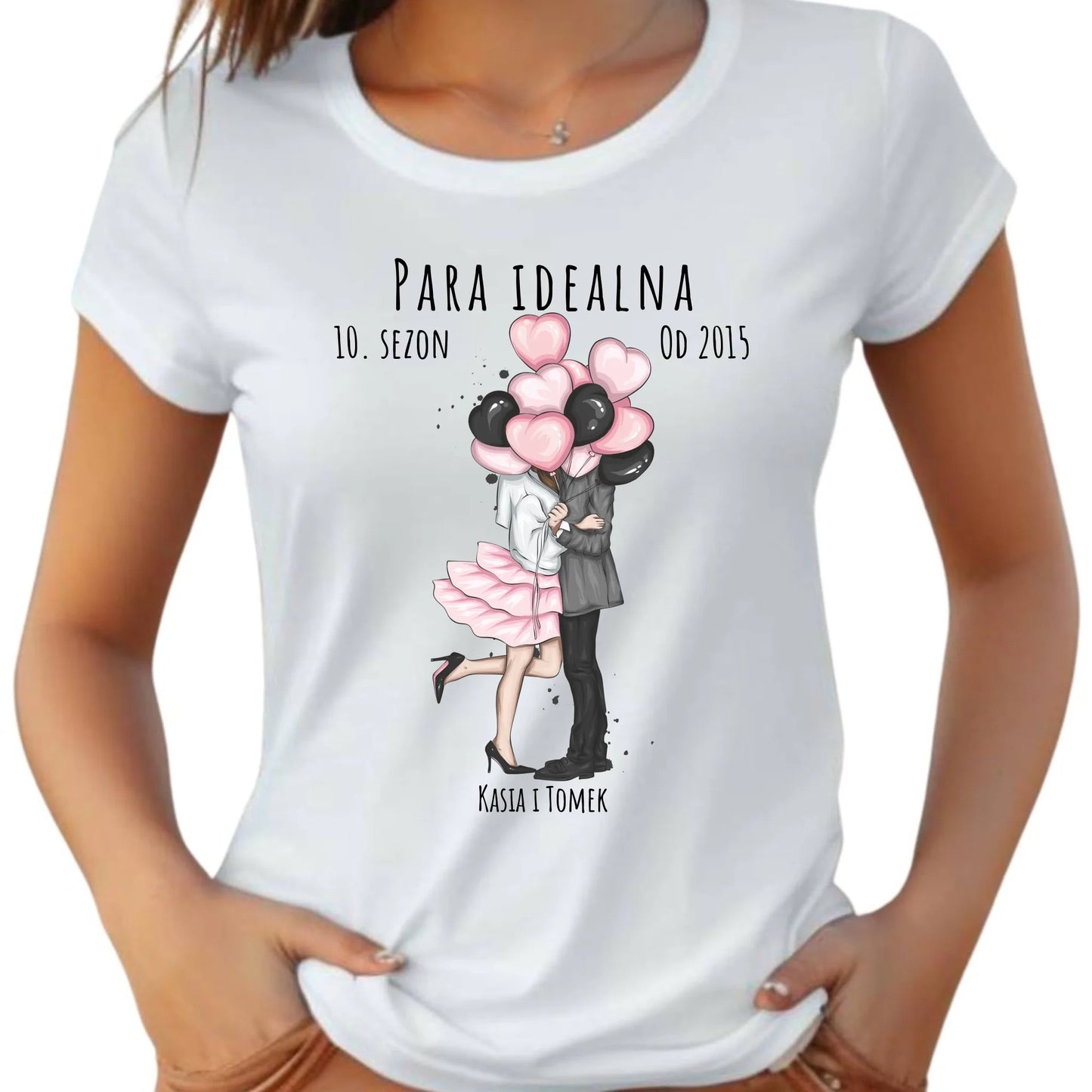 Koszulka damska dla par - prezent na rocznicę - Para idealna - personalizowana W11 - StoryCups.pl