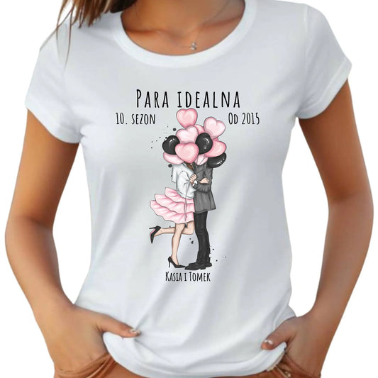 Koszulka damska dla par - prezent na rocznicę - Para idealna - personalizowana W11 - StoryCups.pl