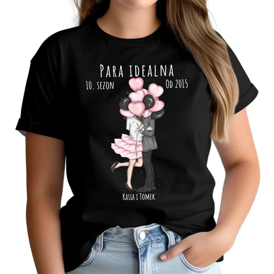 Koszulka damska dla par - prezent na rocznicę - Para idealna - personalizowana W11 - StoryCups.pl