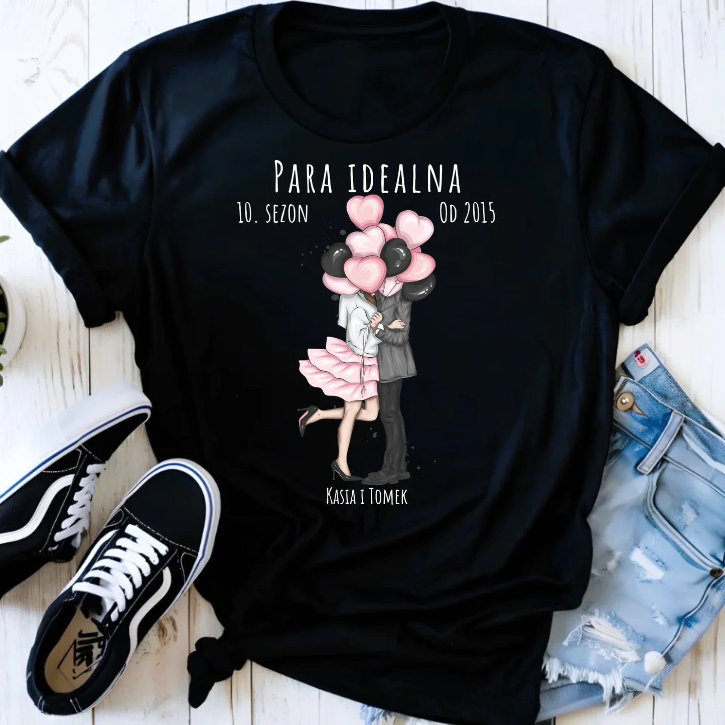 Koszulka damska dla par - prezent na rocznicę - Para idealna - personalizowana W11 - StoryCups.pl