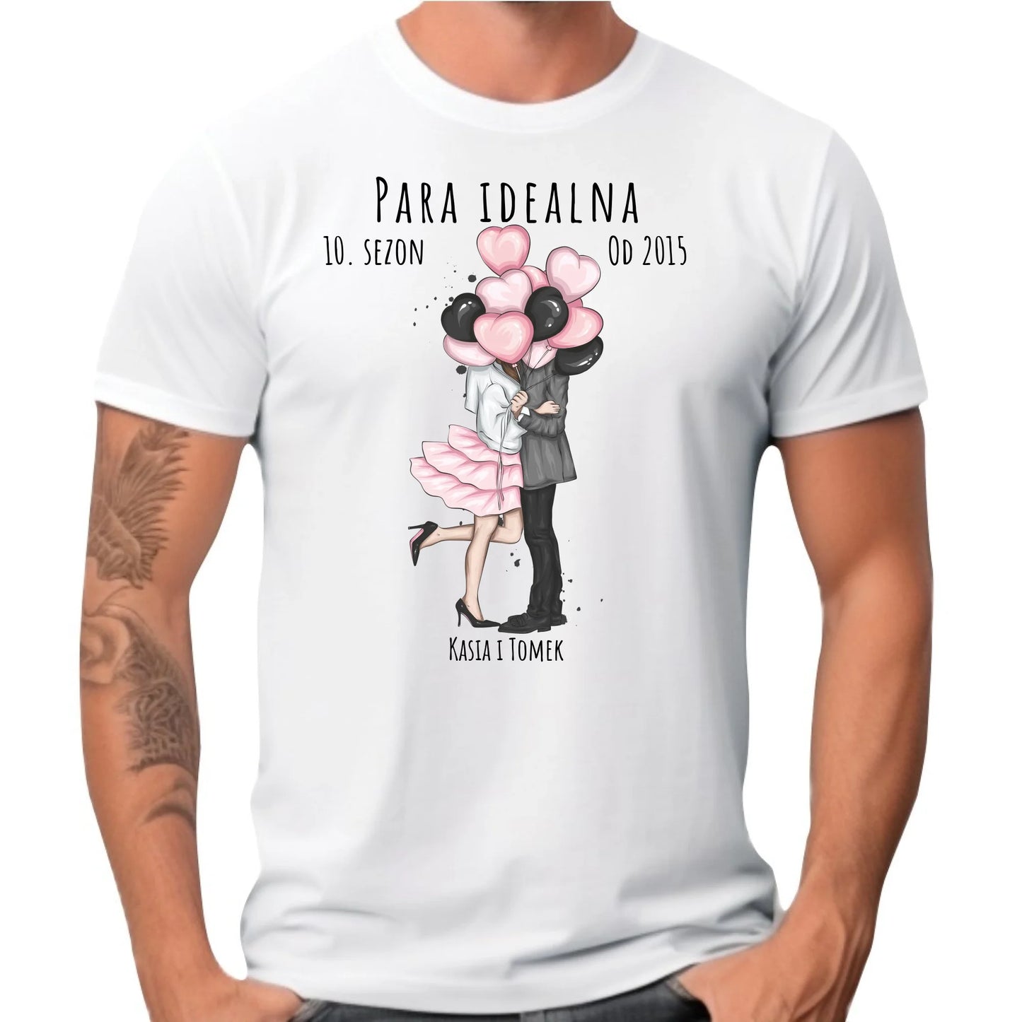 Koszulka męska dla par - prezent na rocznicę - Para idealna - personalizowana W11 - StoryCups.pl