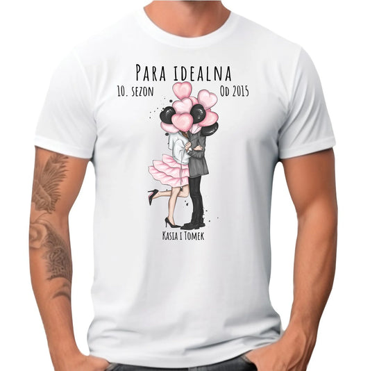 Koszulka męska dla par - prezent na rocznicę - Para idealna - personalizowana W11 - StoryCups.pl