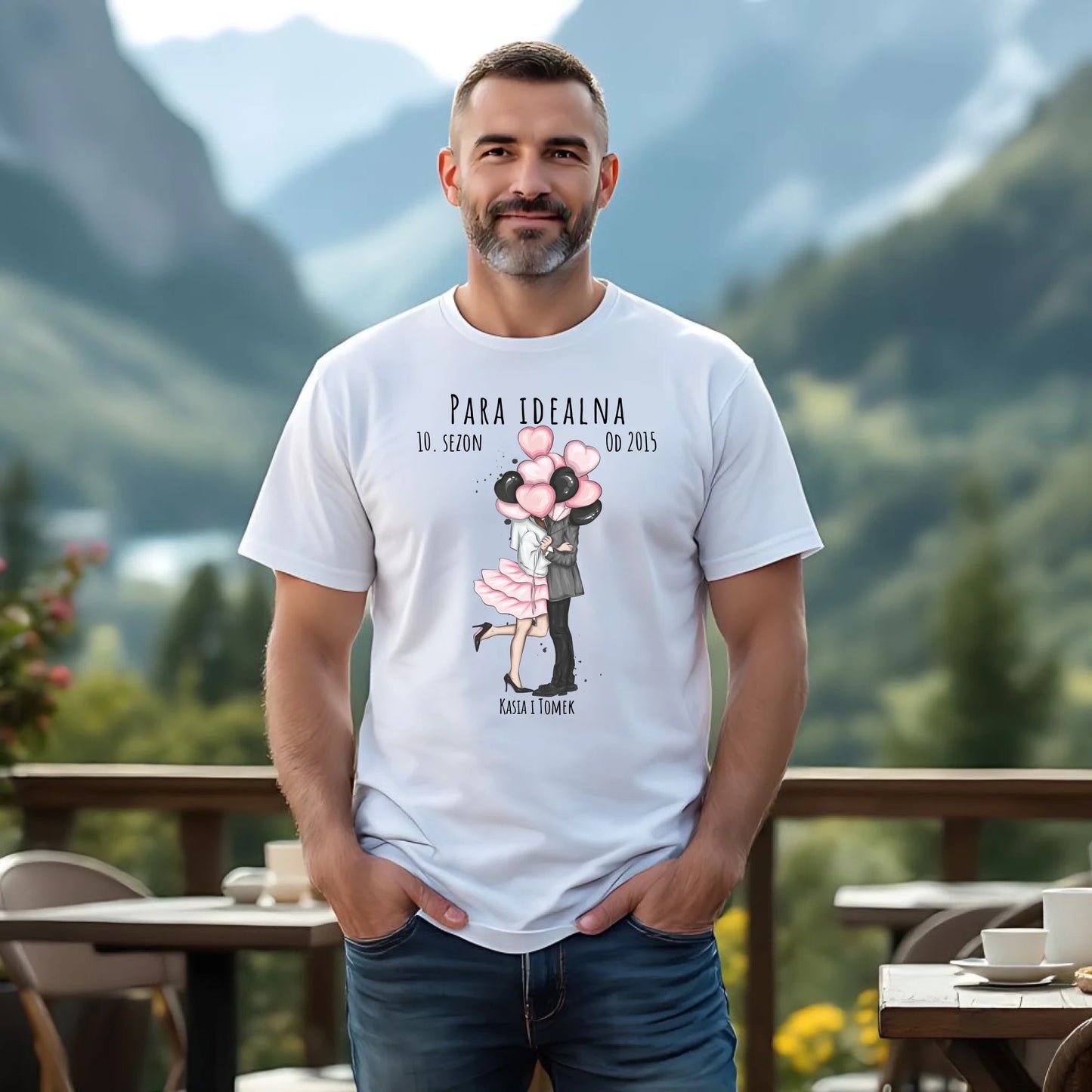 Koszulka męska dla par - prezent na rocznicę - Para idealna - personalizowana W11 - StoryCups.pl