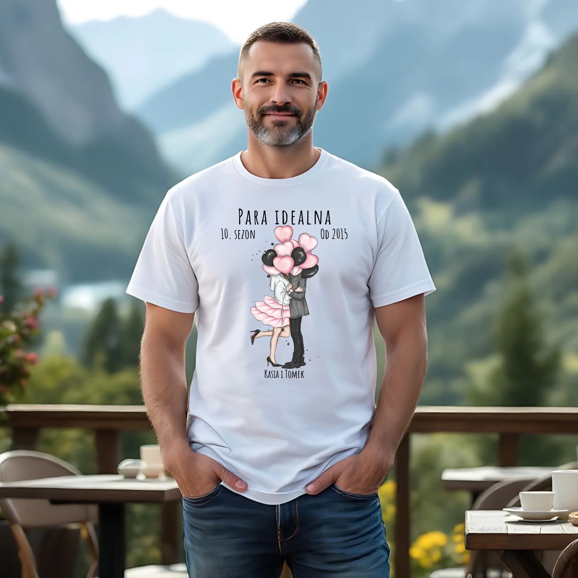 Koszulka męska dla par - prezent na rocznicę - Para idealna - personalizowana W11 - StoryCups.pl