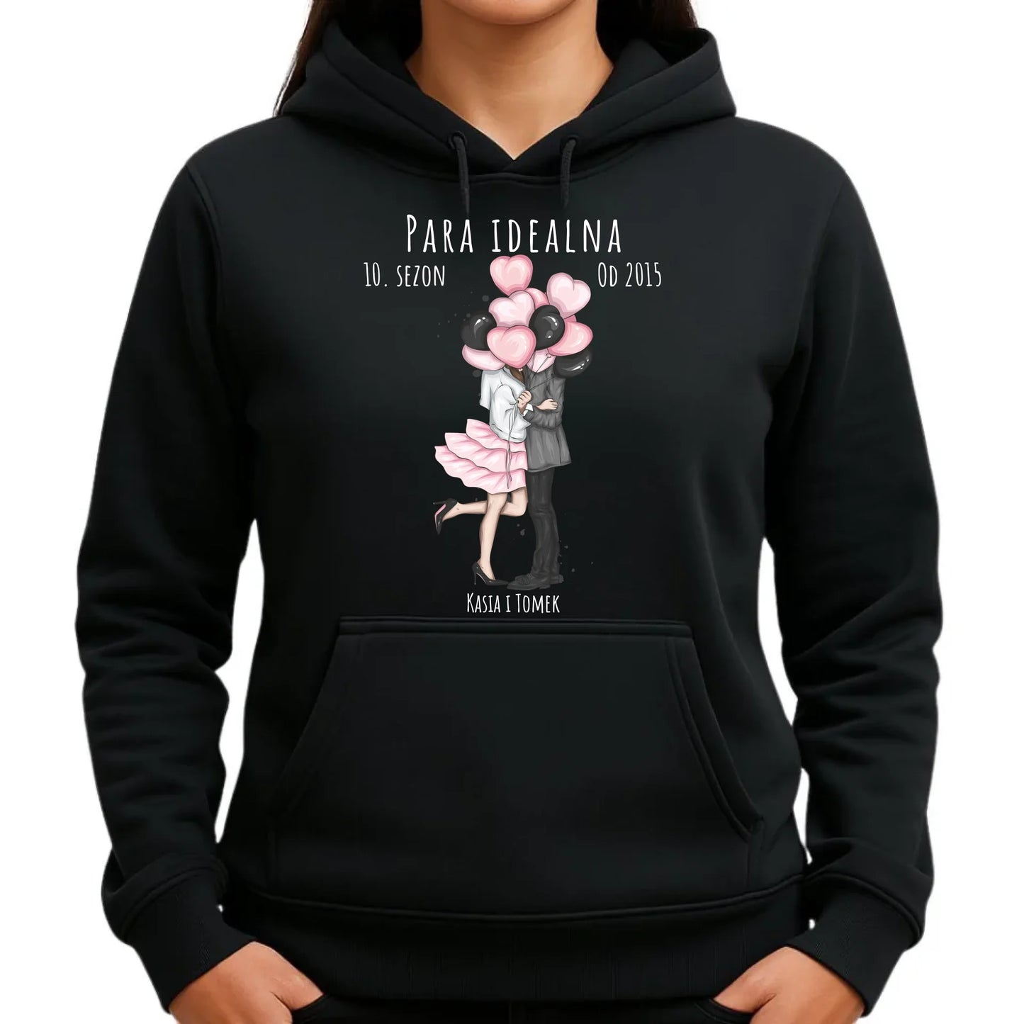 Bluza damska z kapturem dla par - prezent na rocznicę - Para idealna - personalizowana W11 - StoryCups.pl