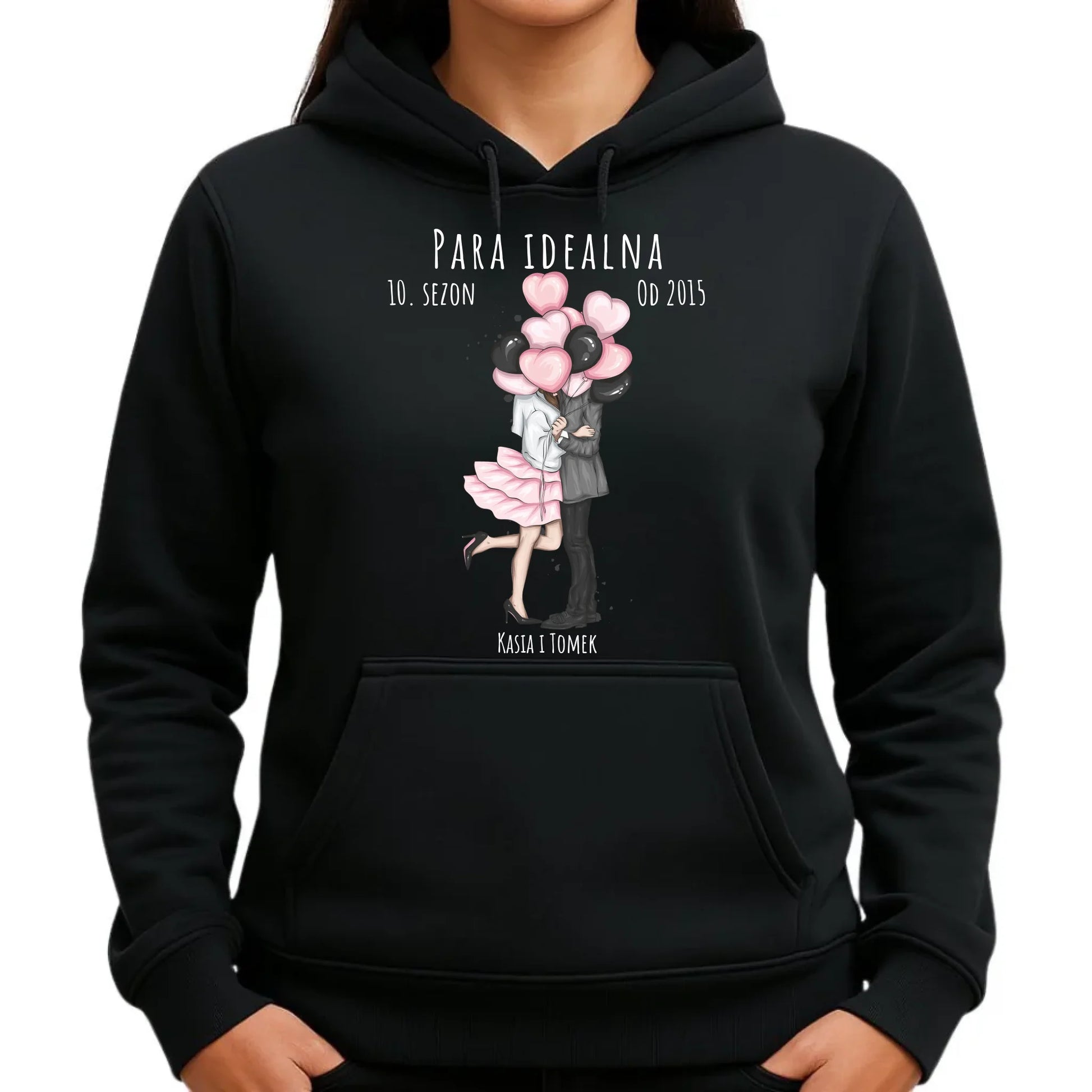 Bluza damska z kapturem dla par - prezent na rocznicę - Para idealna - personalizowana W11 - StoryCups.pl
