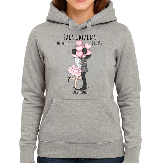Bluza damska z kapturem dla par - prezent na rocznicę - Para idealna - personalizowana W11 - StoryCups.pl