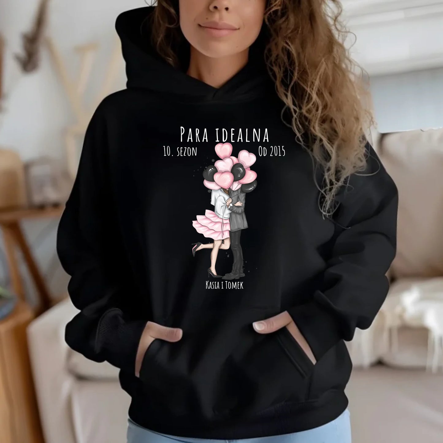 Bluza damska z kapturem dla par - prezent na rocznicę - Para idealna - personalizowana W11 - StoryCups.pl
