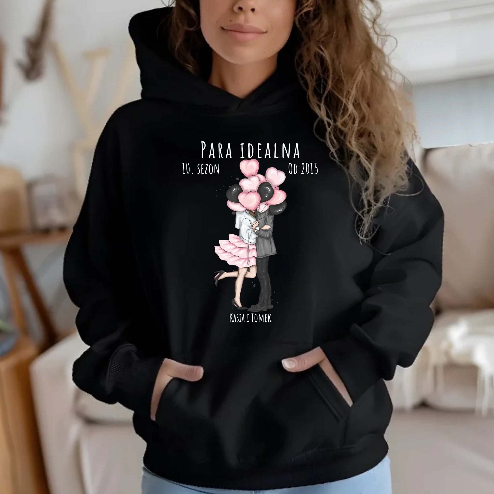 Bluza damska z kapturem dla par - prezent na rocznicę - Para idealna - personalizowana W11 - StoryCups.pl
