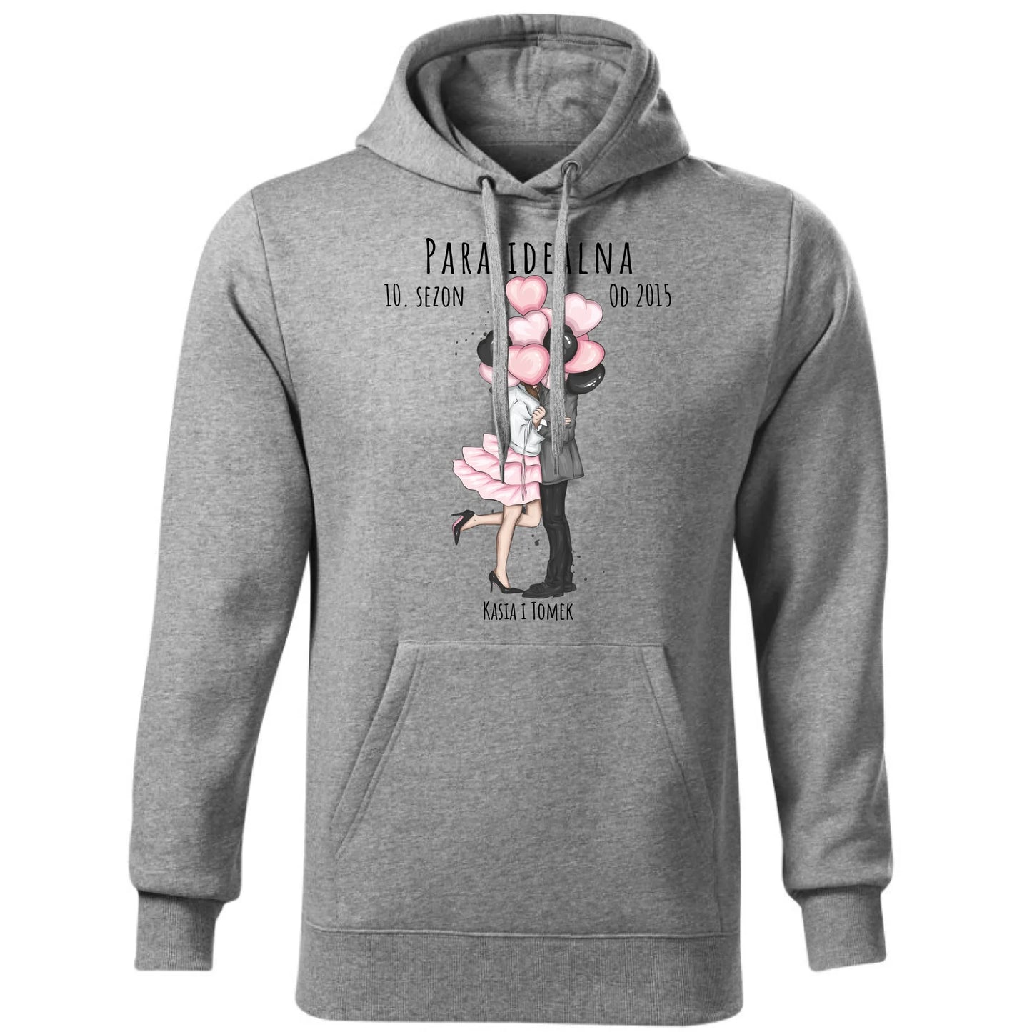 Bluza męska z kapturem dla par - prezent na rocznicę - Para idealna - personalizowana W11 - StoryCups.pl