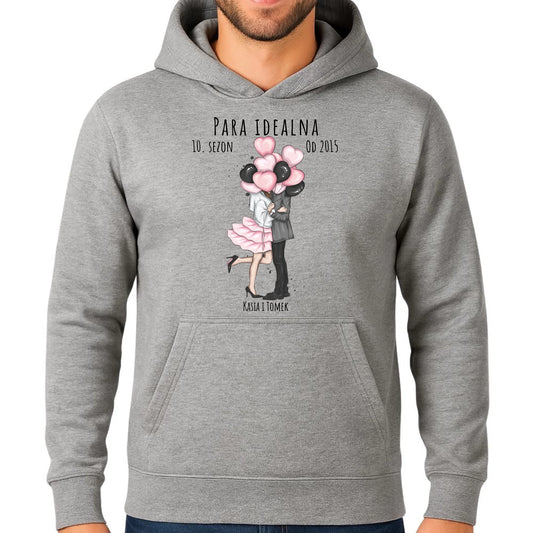 Bluza męska z kapturem dla par - prezent na rocznicę - Para idealna - personalizowana W11 - StoryCups.pl