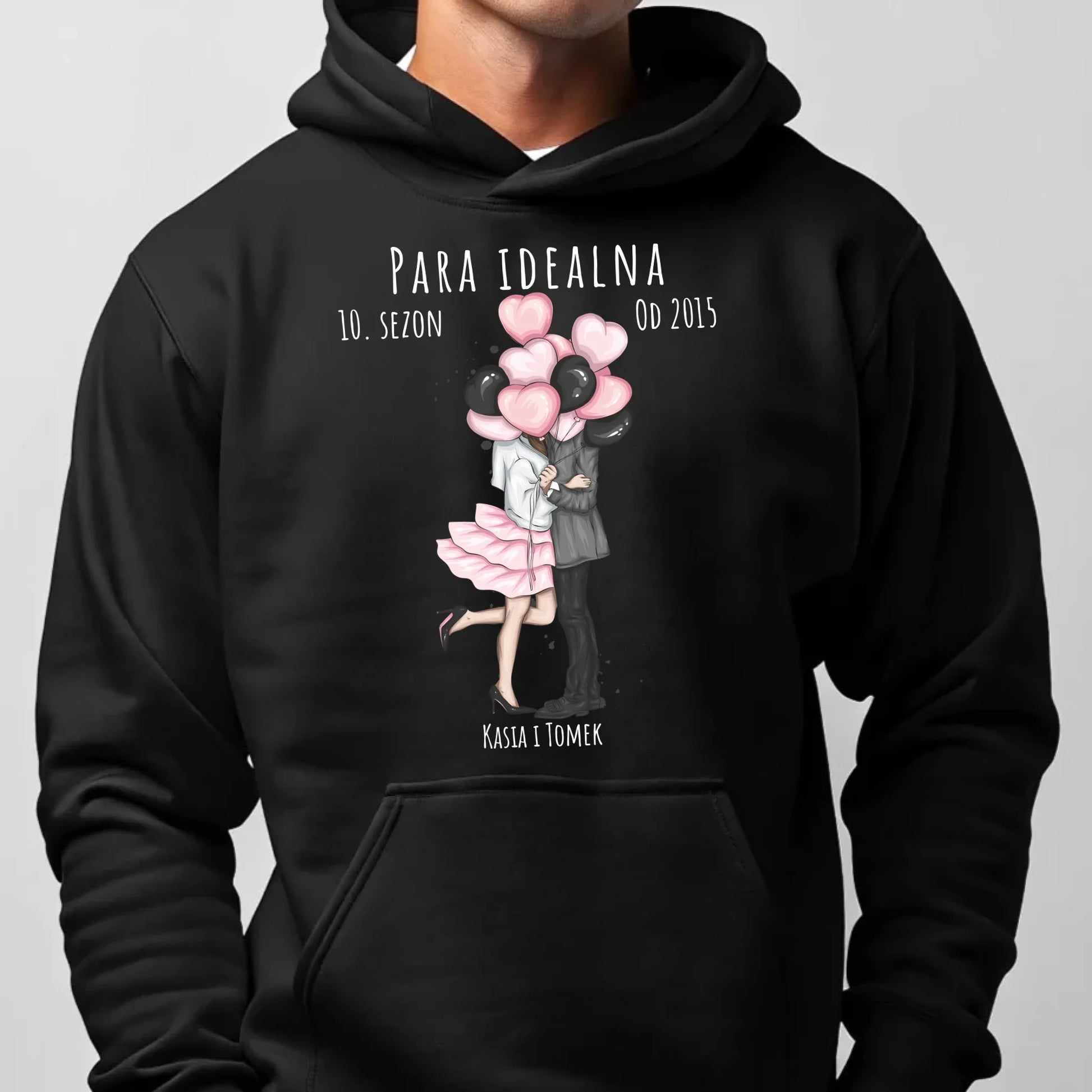 Bluza męska z kapturem dla par - prezent na rocznicę - Para idealna - personalizowana W11 - StoryCups.pl