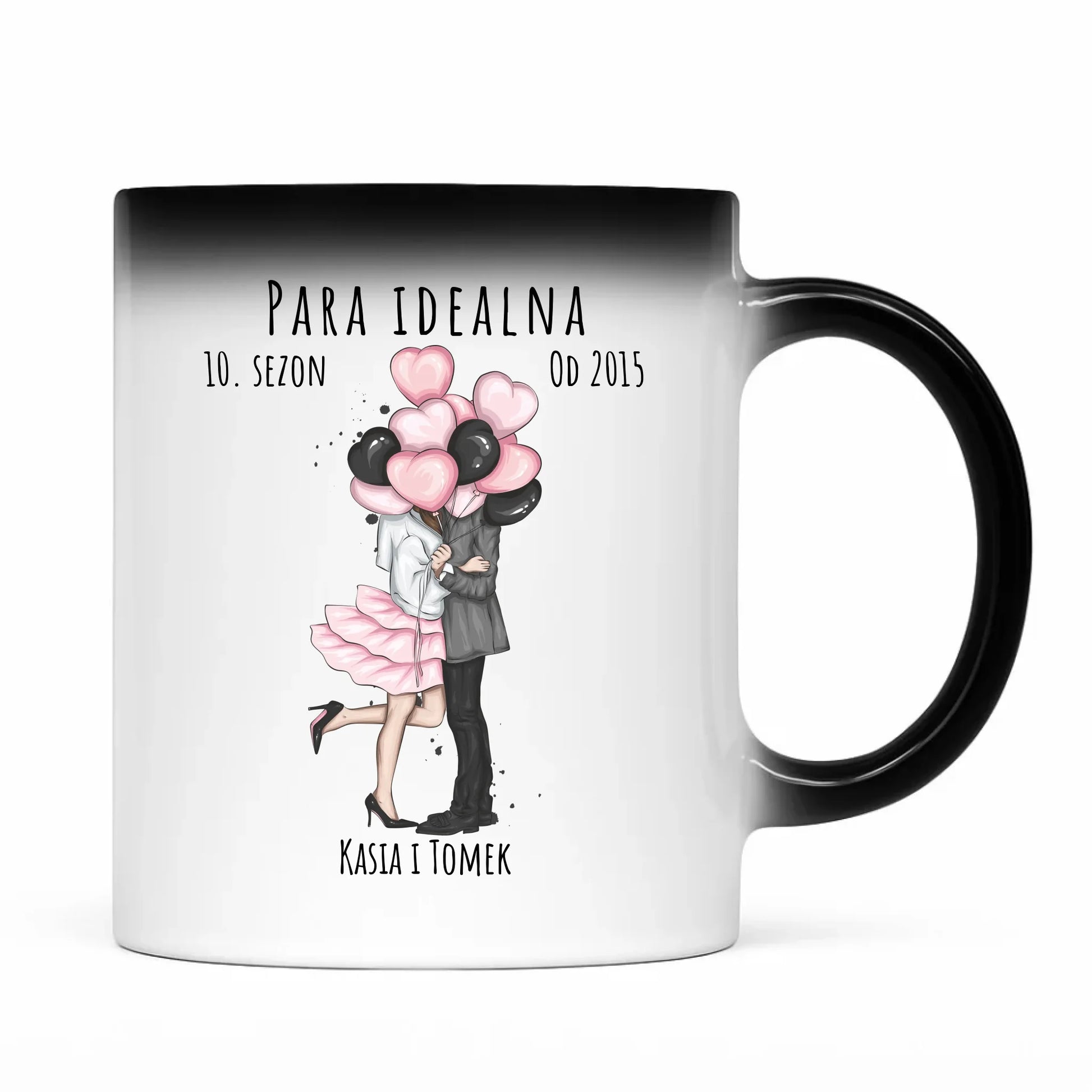 Kubek magiczny dla par - prezent na rocznicę - Para idealna - personalizowany W11 - StoryCups.pl