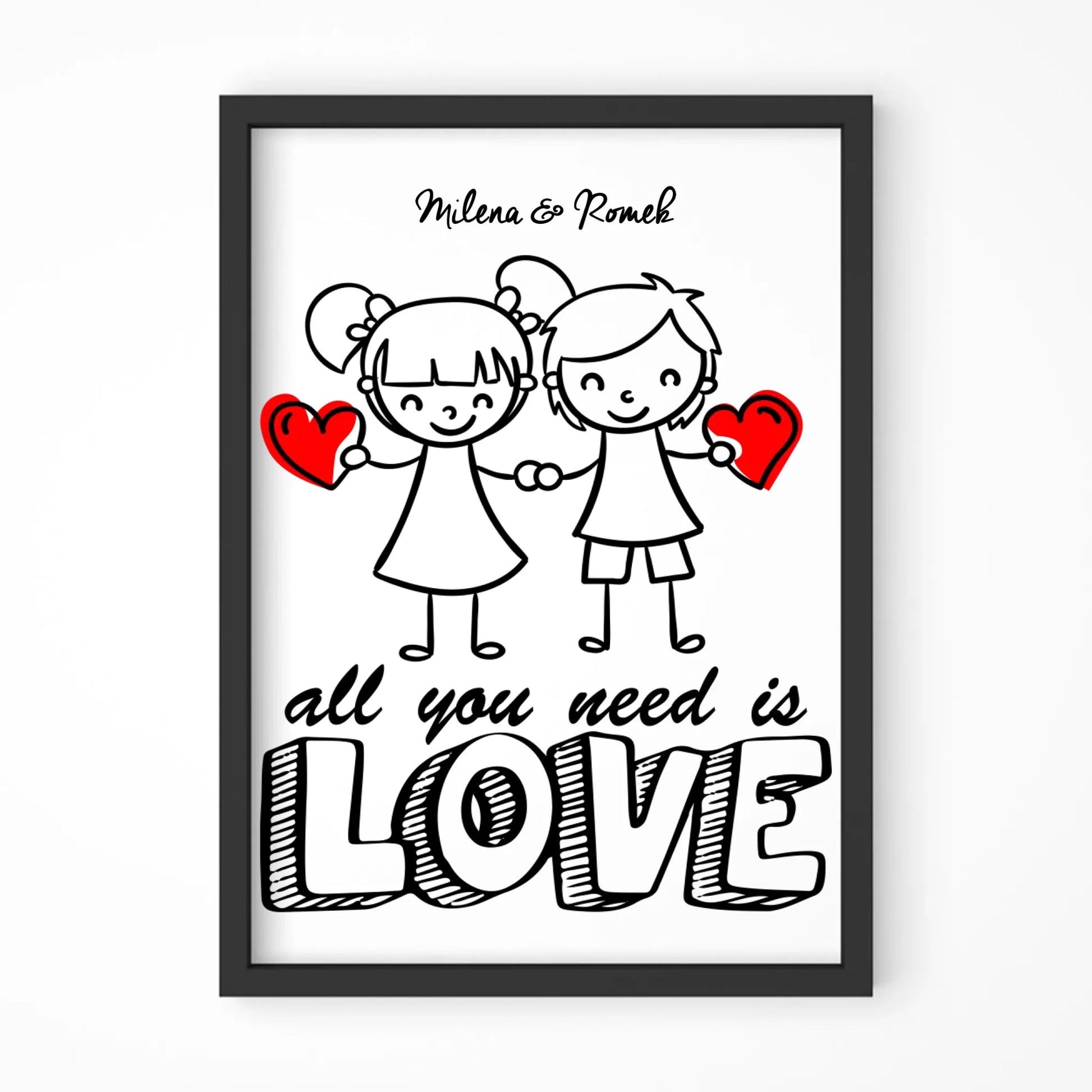 Plakat w ramie dla par - prezent dla chłopaka i dziewczyny - Love - personalizowany W13 - StoryCups.pl