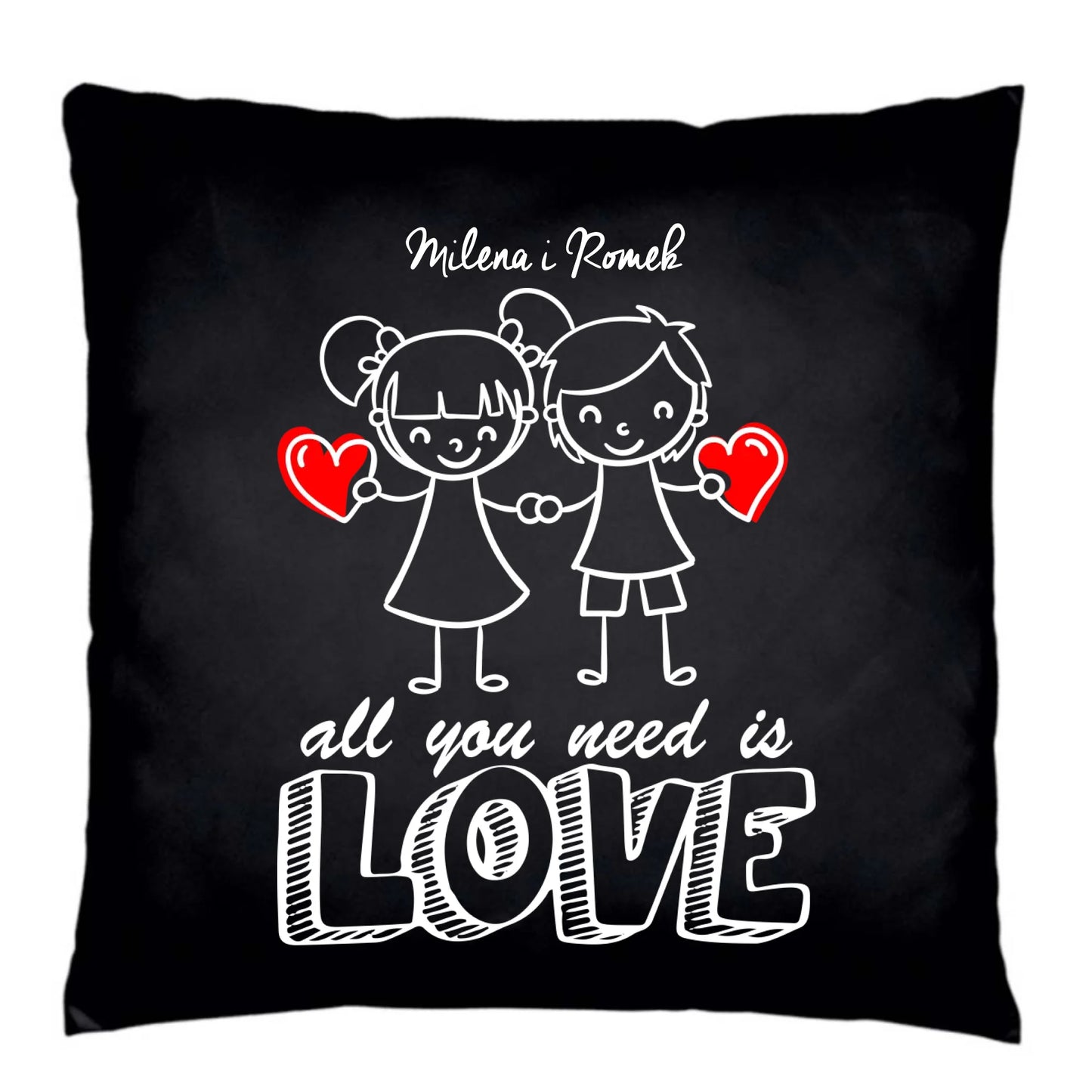 Poduszka dekoracyjna dla par - prezent dla chłopaka i dziewczyny - Love - personalizowana W13 - StoryCups.pl