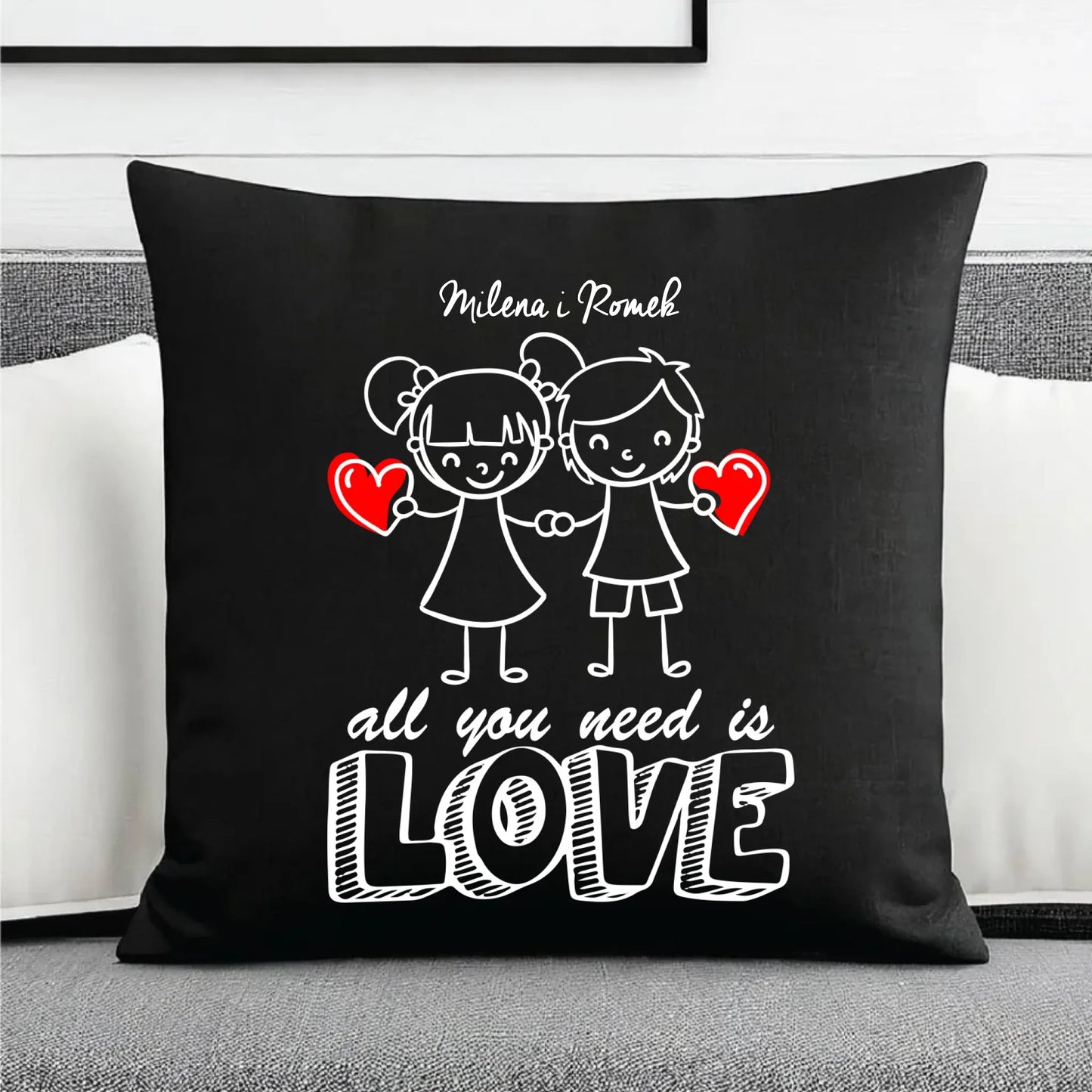 Poduszka dekoracyjna dla par - prezent dla chłopaka i dziewczyny - Love - personalizowana W13 - StoryCups.pl