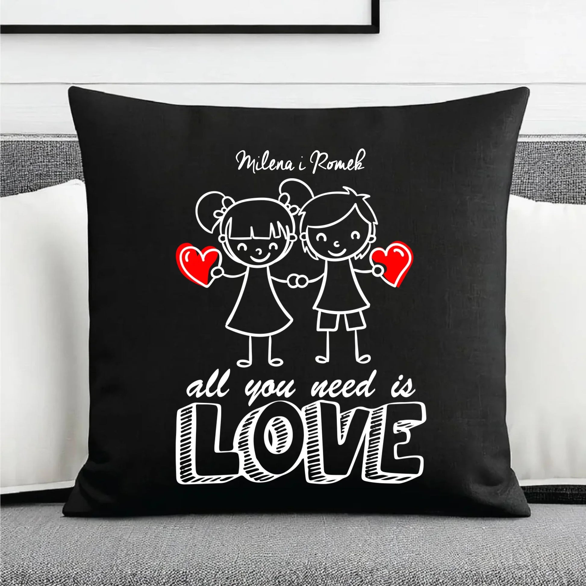Poduszka dekoracyjna dla par - prezent dla chłopaka i dziewczyny - Love - personalizowana W13 - StoryCups.pl