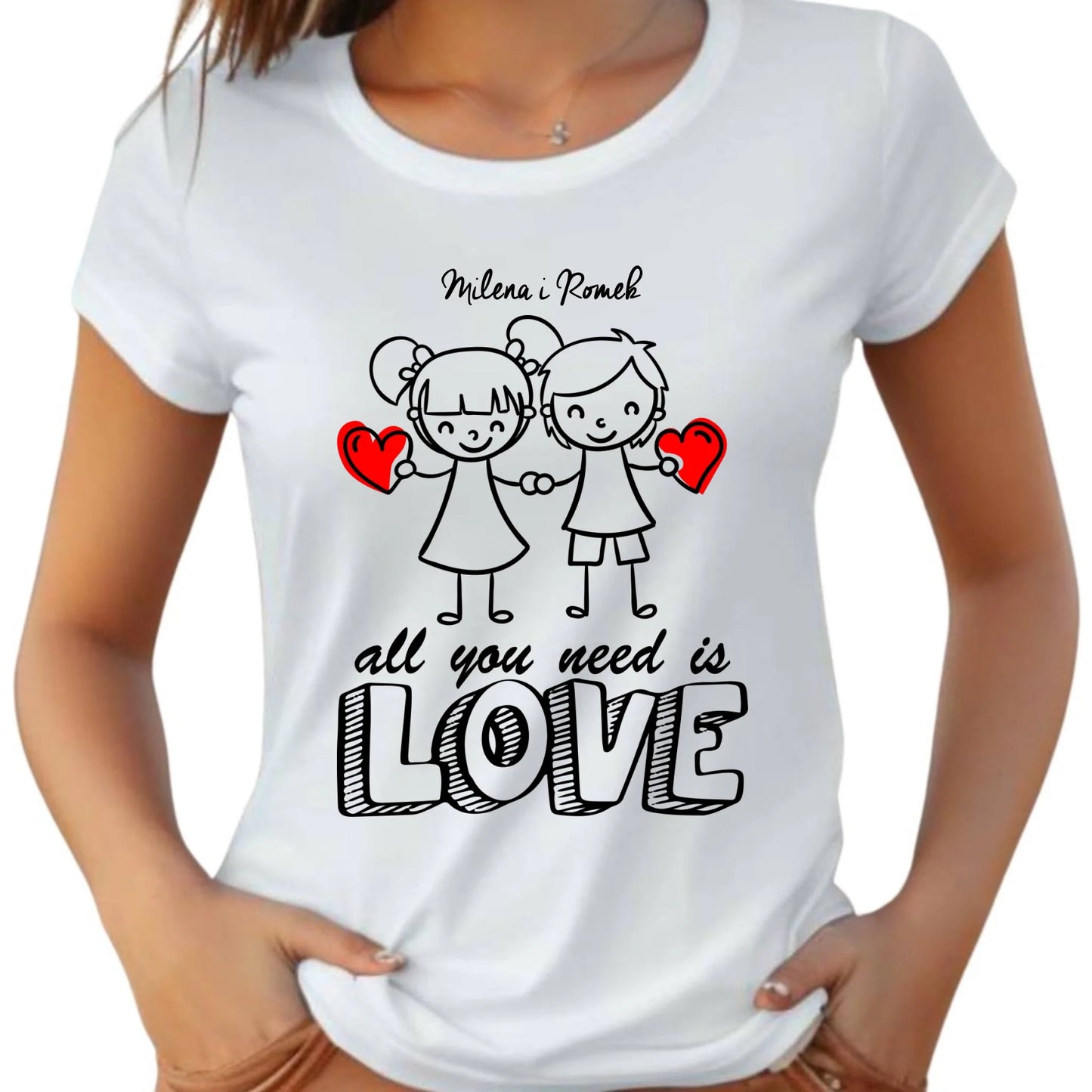 Koszulka damska dla par - prezent dla dziewczyny - Love - personalizowana W13 - StoryCups.pl