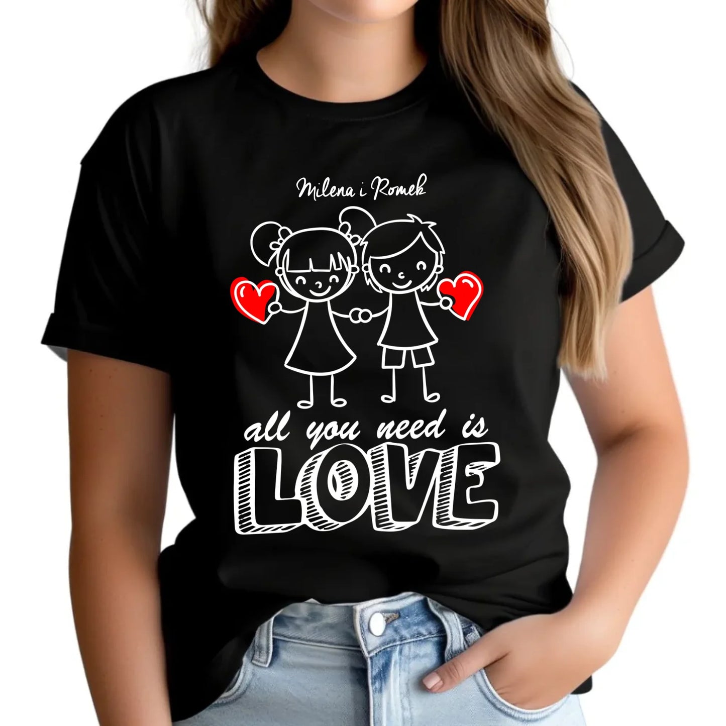 Koszulka damska dla par - prezent dla dziewczyny - Love - personalizowana W13 - StoryCups.pl