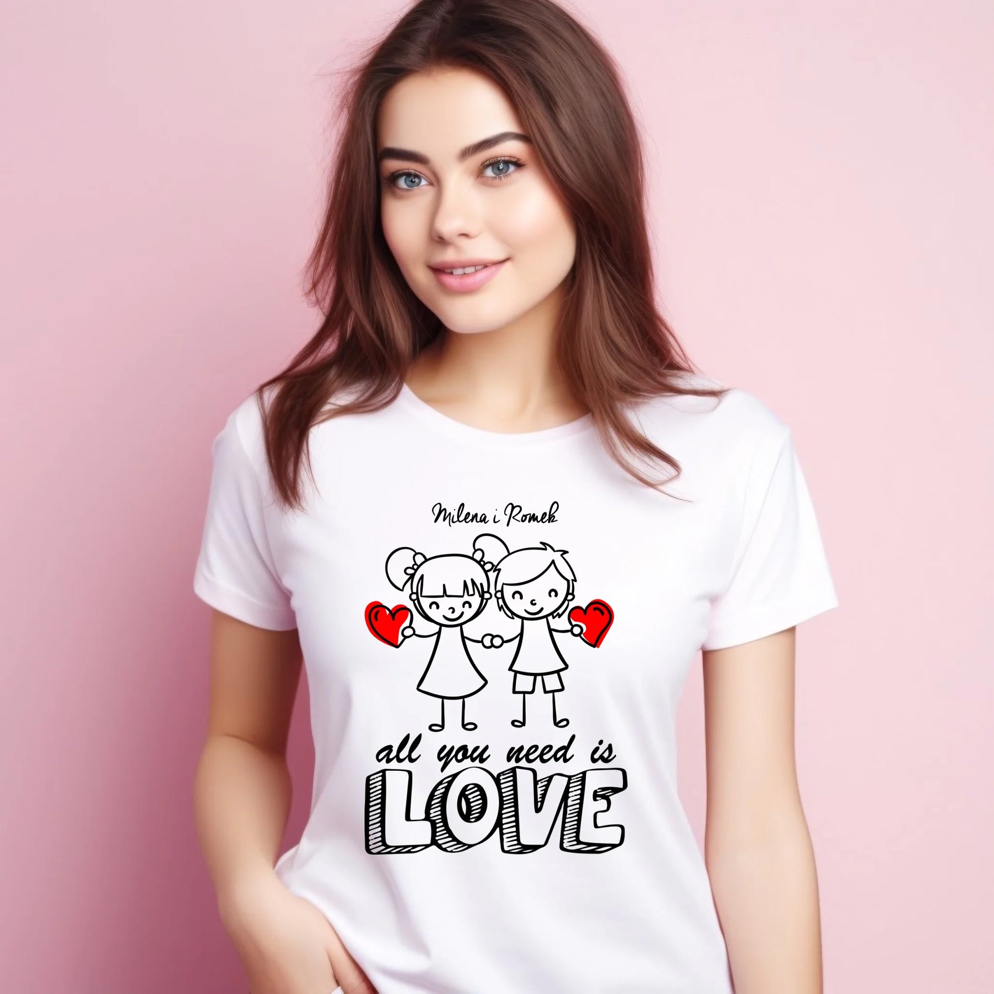 Koszulka damska dla par - prezent dla dziewczyny - Love - personalizowana W13 - StoryCups.pl